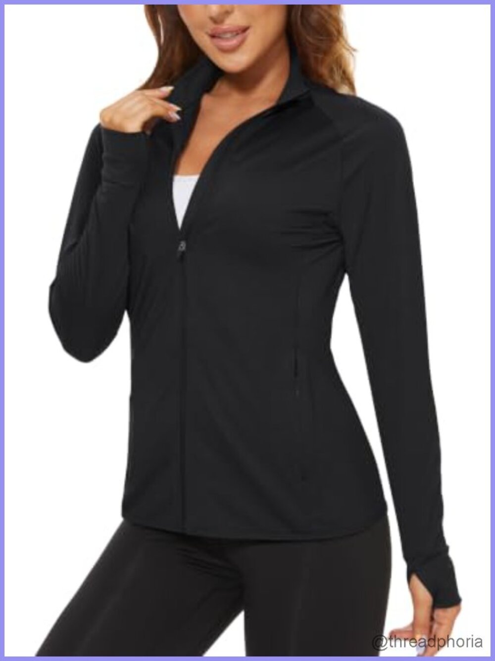 UPF 50+ Lightweight Athletic Jacket Long Sleeve Full Zip Quick Dry
